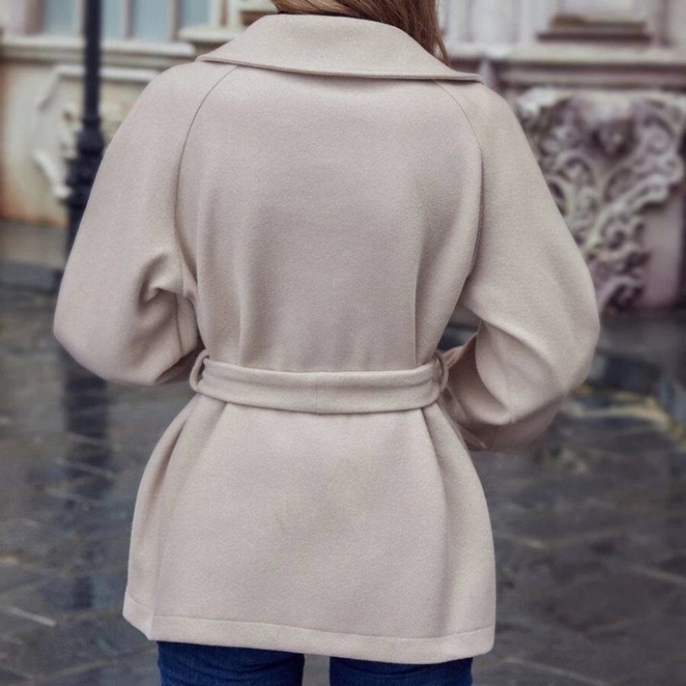 Belted Overcoat shacket jacket coat beige - Picture 3 of 8